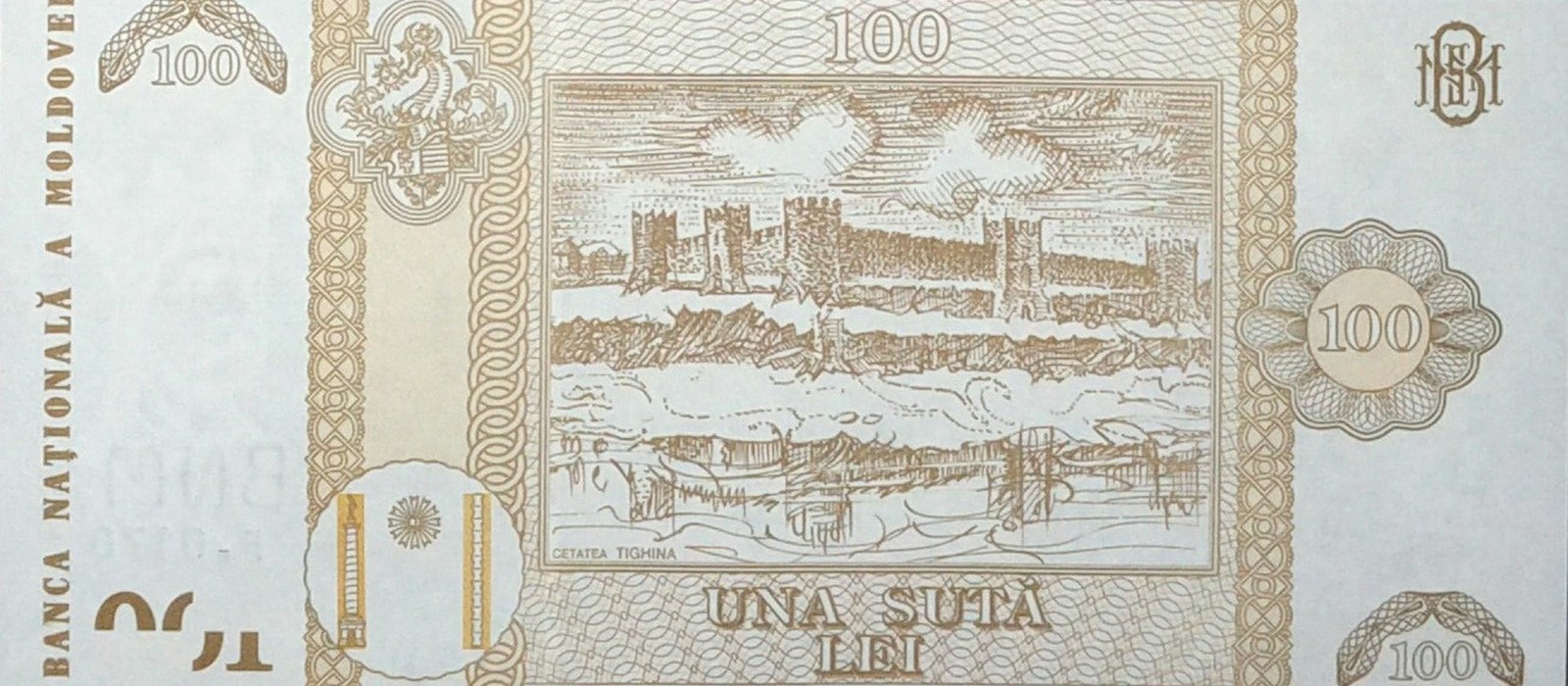 Bancnota de 100 de lei moldovenești din seria 2015, fața